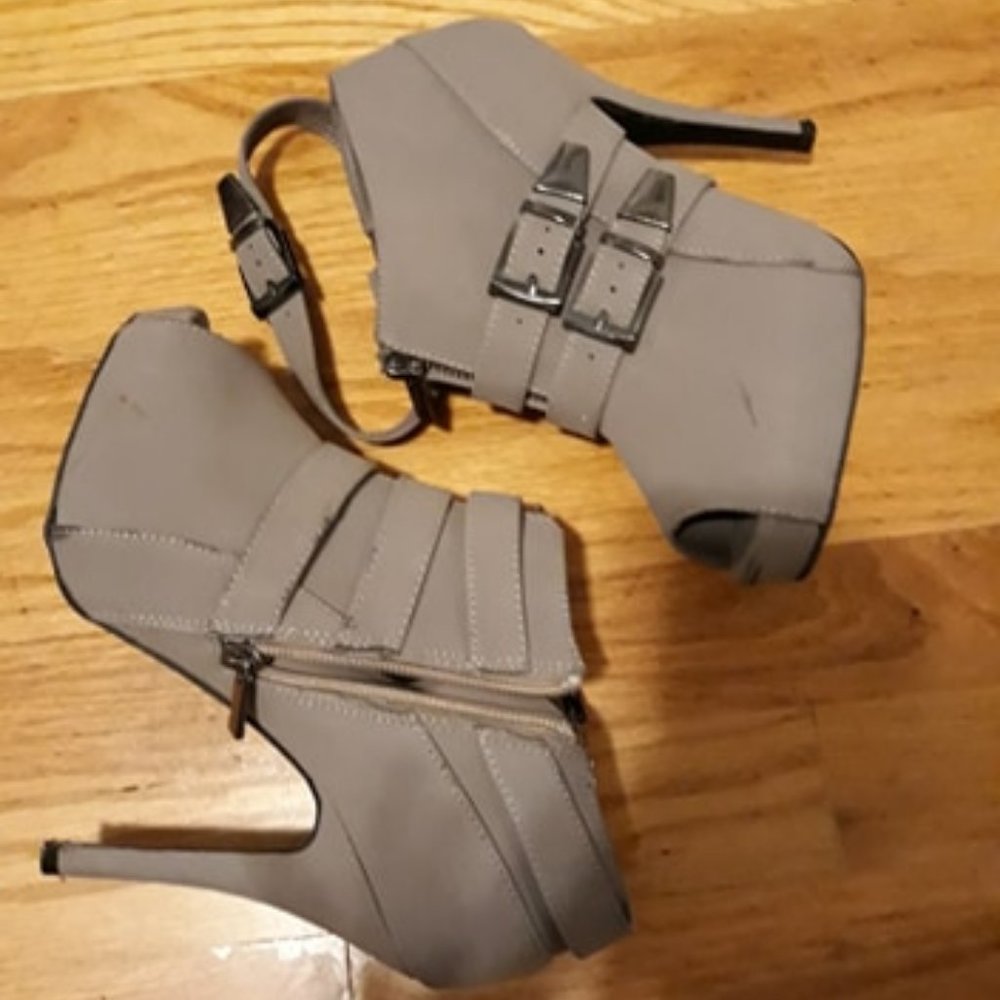 Zip Gray Stilleto Heels